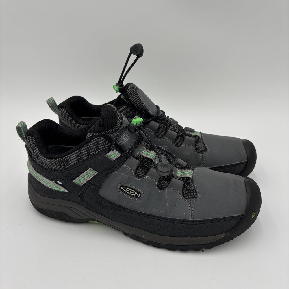 Keen Targhee Low Youth Size 7 Waterproof Bungee Hiking Shoes Gray Green EU 39